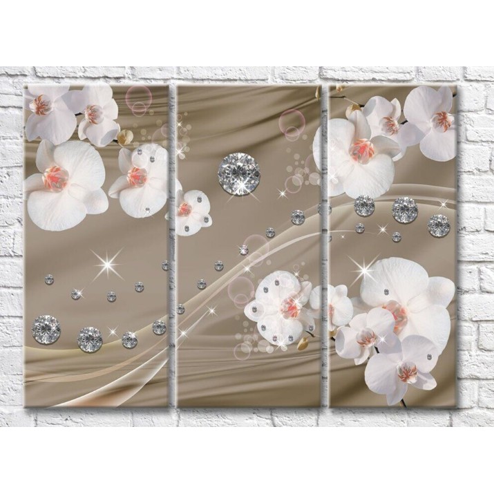 Pictură Magic Color White orchid flowers on a Beige background (3517843)