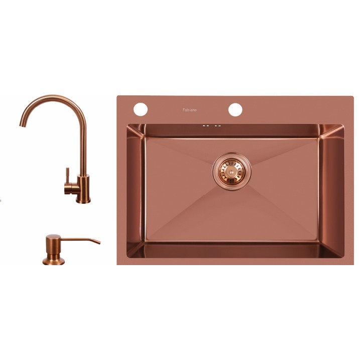 Кухонная мойка cо смесителем и дозатором Fabiano 60x45 Bronze