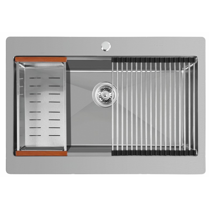 Chiuvetă de bucătărie cu roll-mat și picurător Fabiano 78x54 Satin