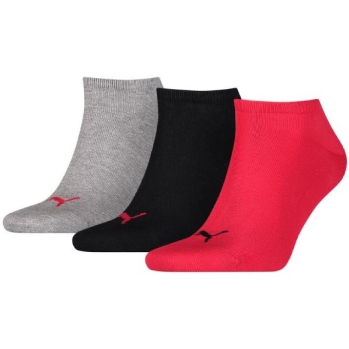 Ciorapi pentru bărbați Puma Unisex Sneaker Plain 3P Black/Red 39-42