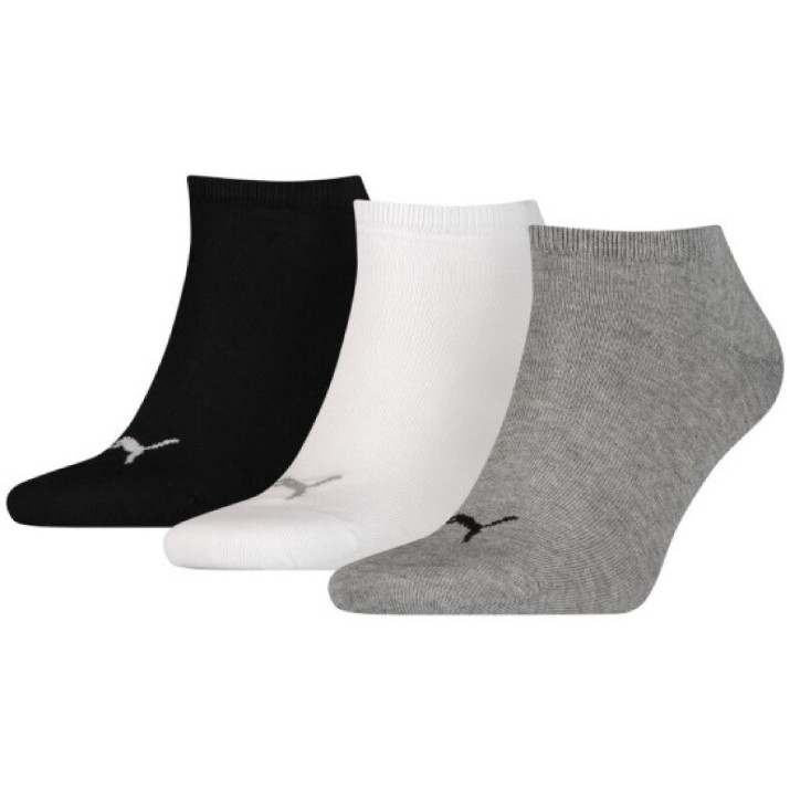 Ciorapi pentru bărbați Puma Unisex Sneaker Plain 3P Gray/White/Black 43-46