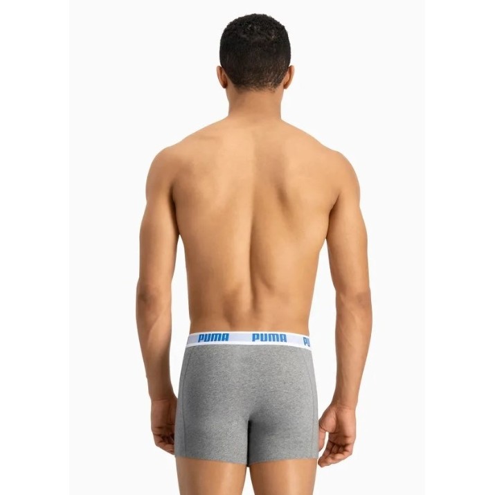 Сhiloţi pentru bărbați Puma Basic Boxer 2P Blue/Grey L