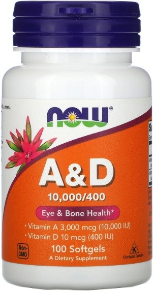Vitamine NOW A & D 10000mkg/400IU 100cap