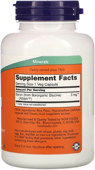 Vitamine NOW Boron 3mg 100cap