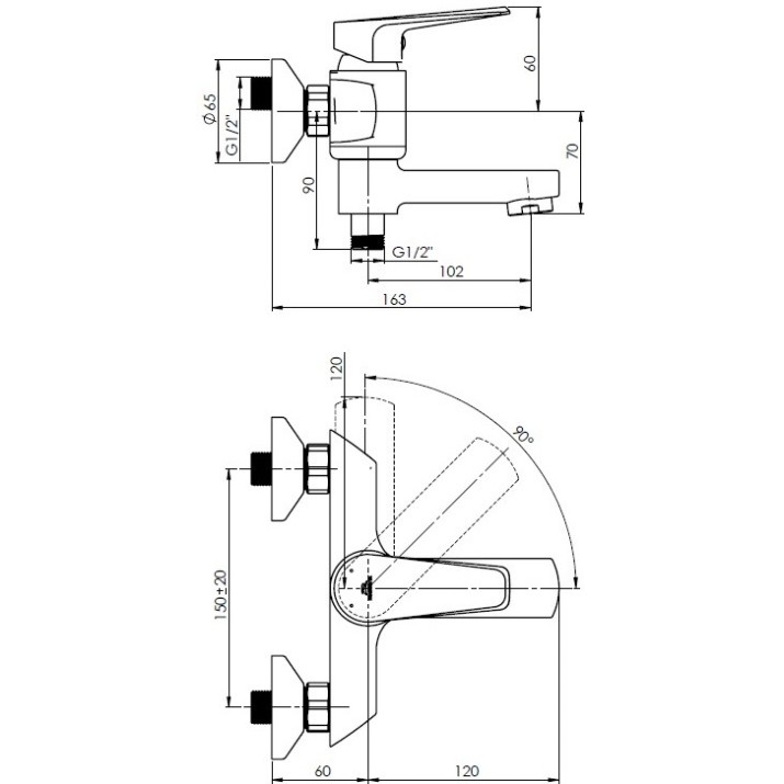 Смеситель для ванны Rubineta Deli-10/K SW (D1PK08)