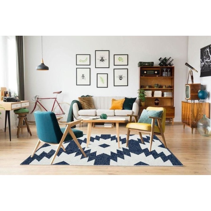Covor Eko Hali Afro Kilim 01 Navy White 1.20x1.80m