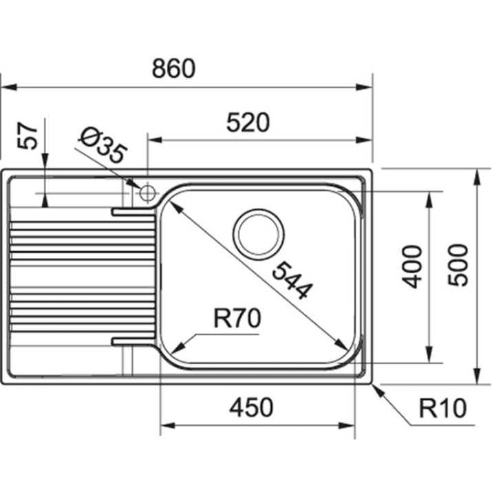 Кухонная мойка Franke Smart SRX 611-86 LB Stainless Steel L