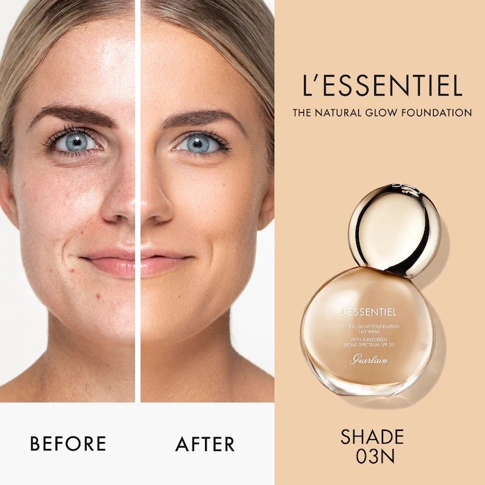 Fond de ten pentru față Guerlain L'Essentiel Natural Glow Foundation SPF 20 03N 30ml