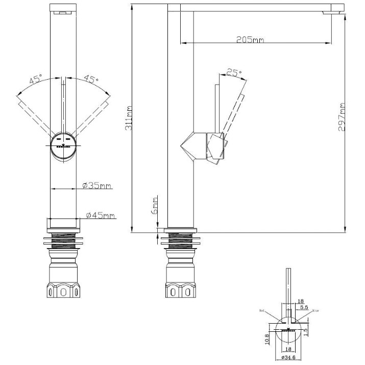 Смеситель для кухни Reginox Kelso RVS