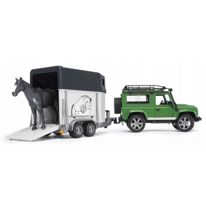 Mașină Bruder Land Rover Defender with horse trailer (02592)