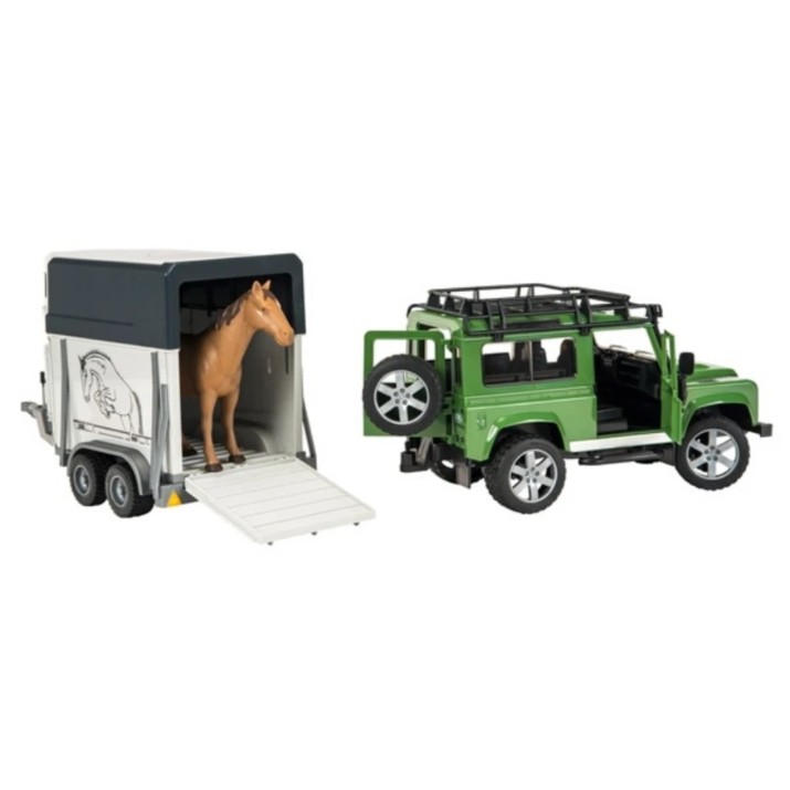 Mașină Bruder Land Rover Defender with horse trailer (02592)