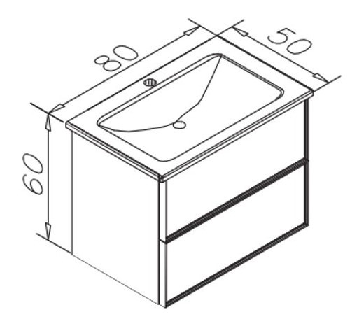 Dulap cu lavoar Orka Lucca 80 Legnano Blackglass (03287)