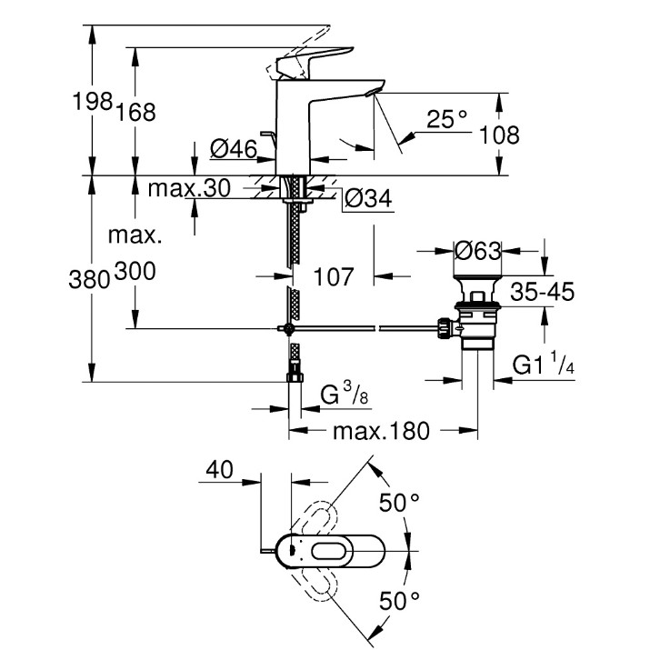 Смеситель для умывальника Grohe Bauloop (23762000)
