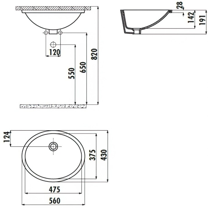 Умывальник Creavit Undercounter TP214.00CB00E
