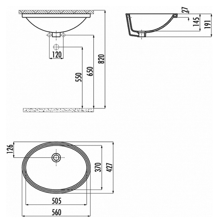 Умывальник Creavit Undercounter TP216.00CB00E