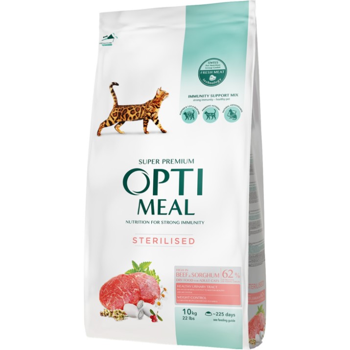 Сухой корм для кошек Optimeal Adult Cat Sterilised Beef & Sorghum 10kg