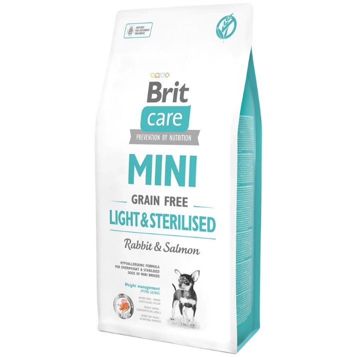 Hrană uscată pentru câini Brit Care Mini Grain Free Adult Light & Sterilised 7kg