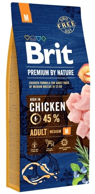 Hrană uscată pentru câini Brit Premium By Nature Adult M 15kg
