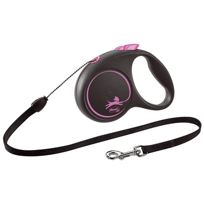 Поводок Flexi Black Design S Cord 5m Pink