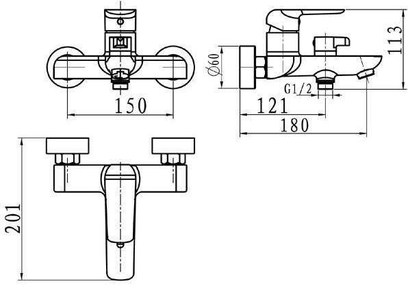 Baterie pentru cadă Ferro Tina 38020/1.0