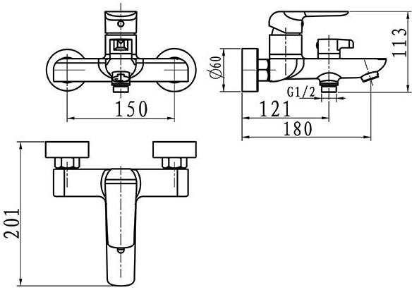 Смеситель для ванны Ferro Tina 38020/1.1