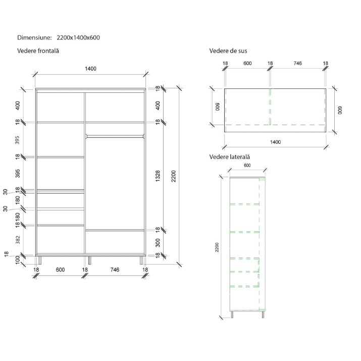 Шкаф-купе Mobildor-Lux Aron 140x220 Oak Sonoma (aron1645) K2