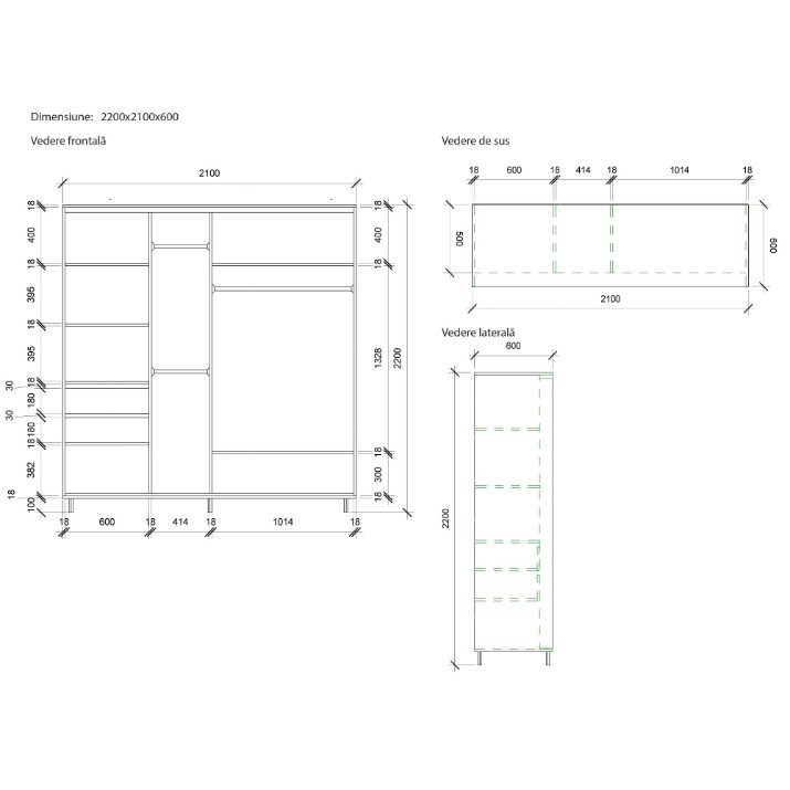 Dulap cu uşi glisante Mobildor-Lux Aron 210x220 White (aron792) K2