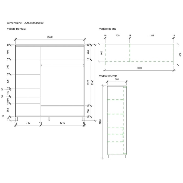 Dulap cu uşi glisante Mobildor-Lux Aron 200x220 Oak Sonoma (aron829) K3