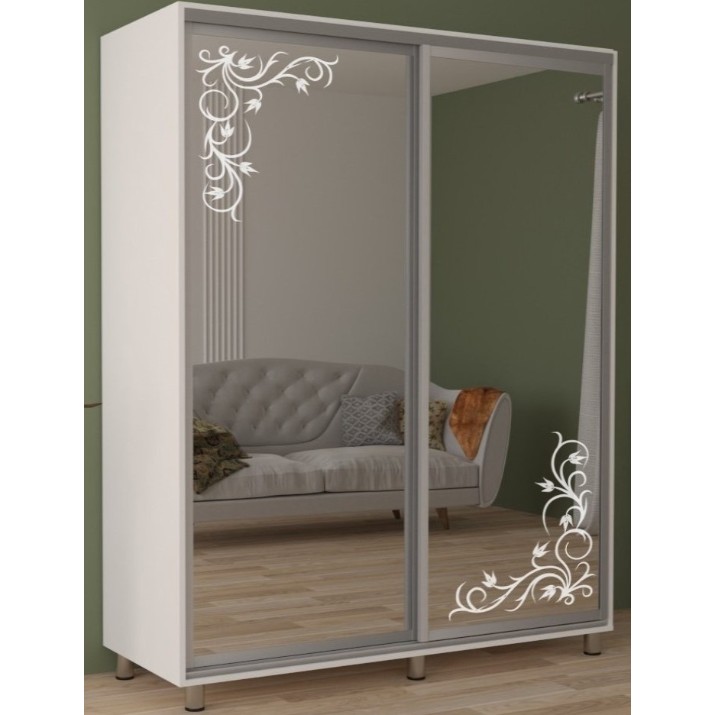 Dulap cu uşi glisante Mobildor-Lux Aron 130x220 (8681 Alb Briliant) Desen