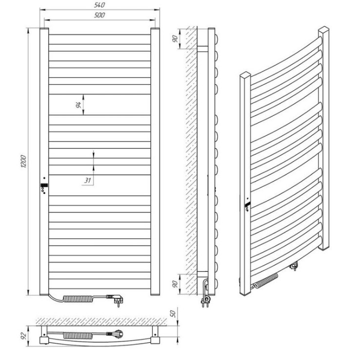Uscător de prosoape Laris Atlant Premium CK14 500x1200 Elektric L