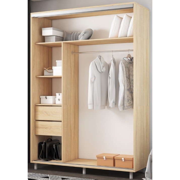 Dulap cu uşi glisante Mobildor-Lux Aron-S Mirror 100x220 Oak Sonoma (arons3901)
