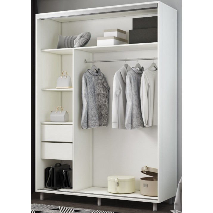 Dulap cu uşi glisante Mobildor-Lux Aron-S Mirror 100x220 White (arons3896)