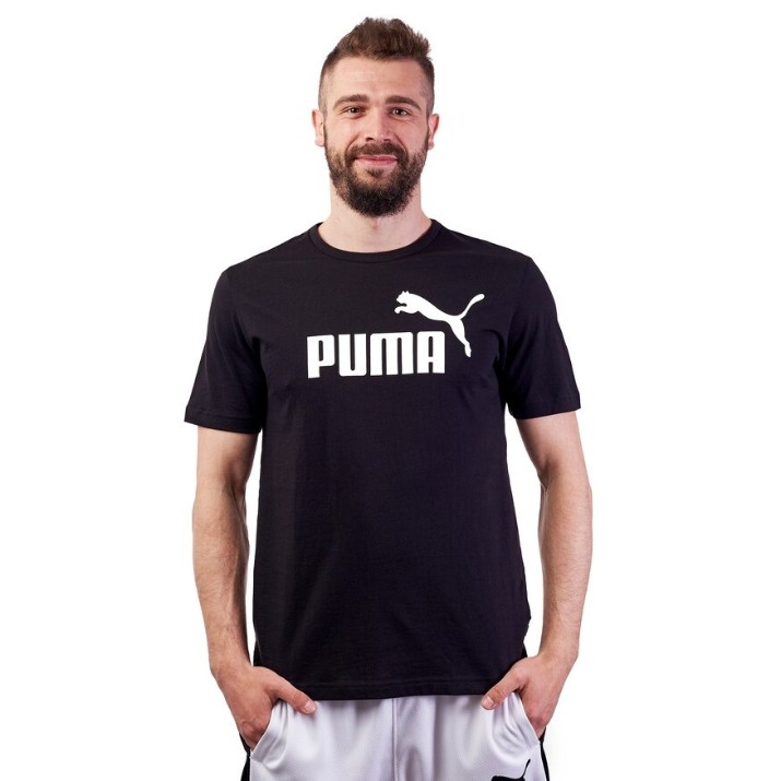 Tricou bărbătesc Puma Ess Logo Tee Cotton Black XXL