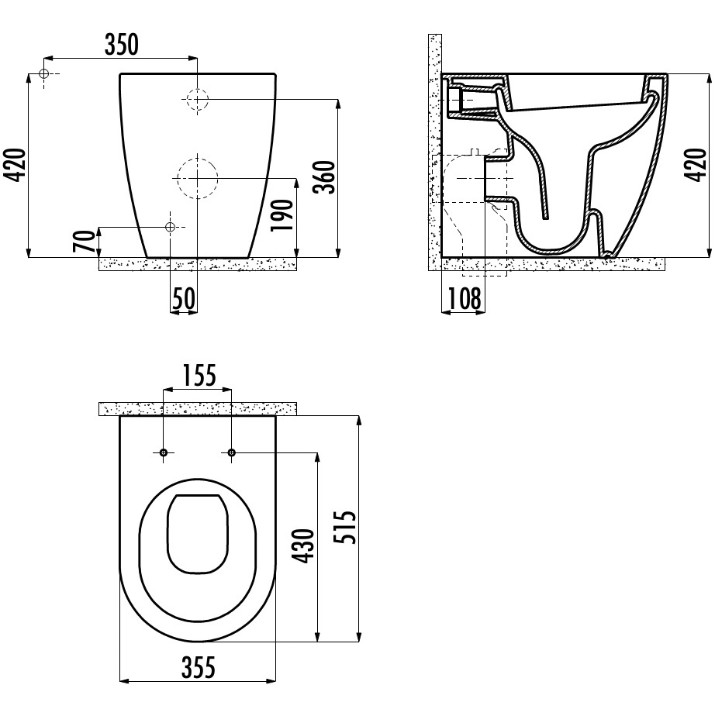 Vas WC Creavit Free FE350-11CB/KC0903.02.00