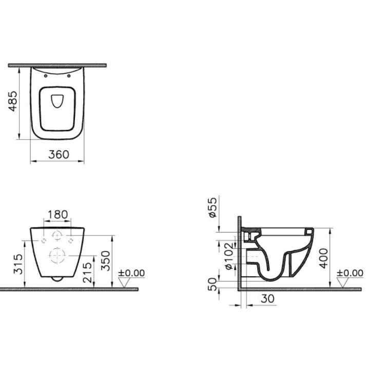 Унитаз Vitra Shift Wall Hung (4379B003-0075)