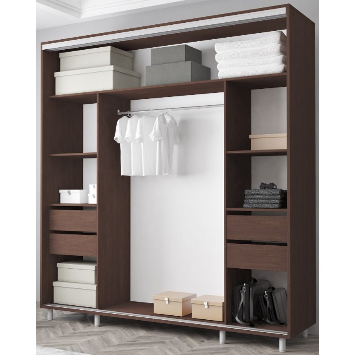 Dulap cu uşi glisante Mobildor-Lux Aron S 200x220 (2226 Wenghe) K2