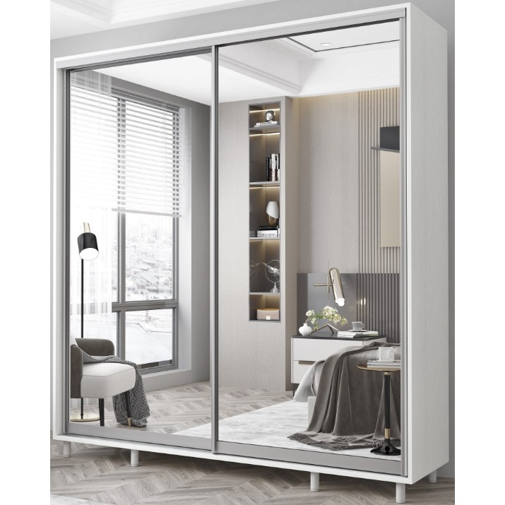 Dulap cu uşi glisante Mobildor-Lux Aron-S Mirror 190x220 White (arons4619)