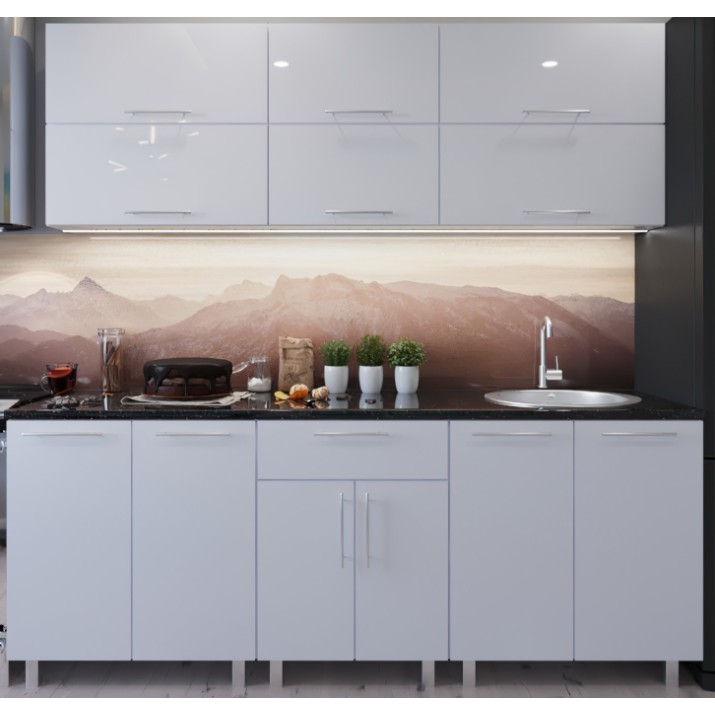 Bucătărie Bafimob Modern (High Gloss) 2.2m no glass White