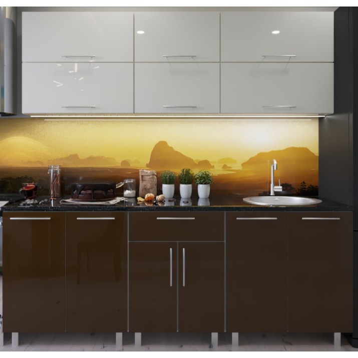 Bucătărie Bafimob Modern (High Gloss) 2.4m no glass Beige/Brown