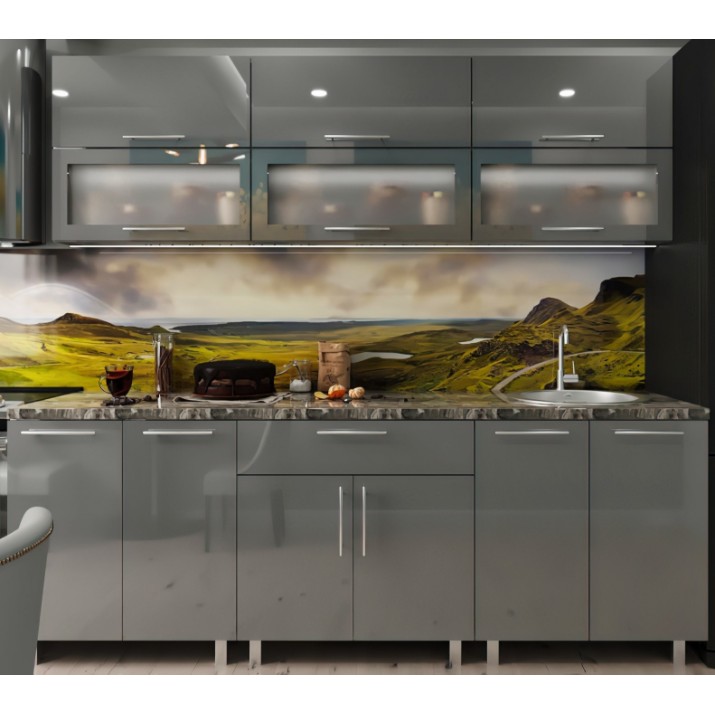 Bucătărie Bafimob Modern (High Gloss) 2.0m glass Grey