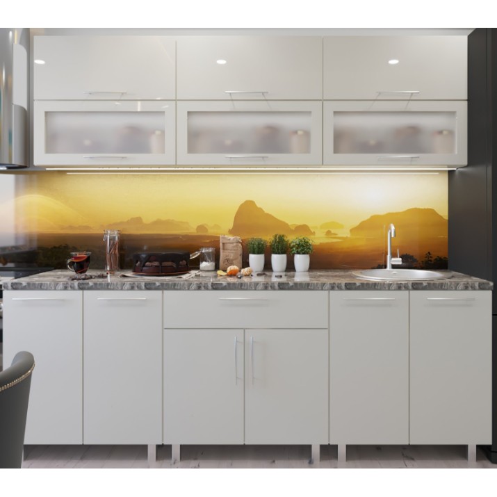 Bucătărie Bafimob Modern (High Gloss) 2.4m glass Beige