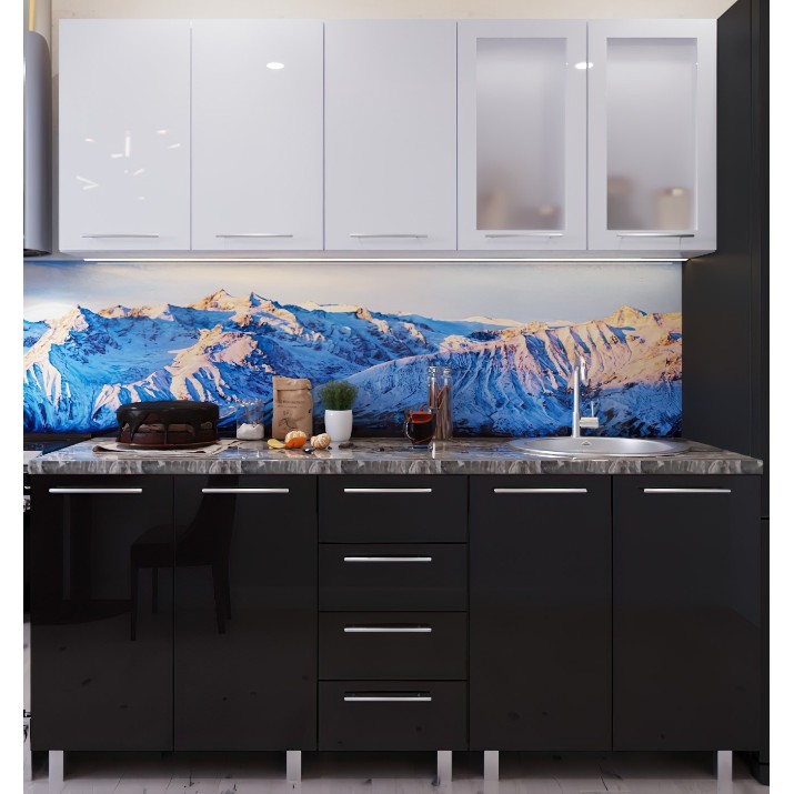 Bucătărie Bafimob Lena (High Gloss) 1.6m Black/White
