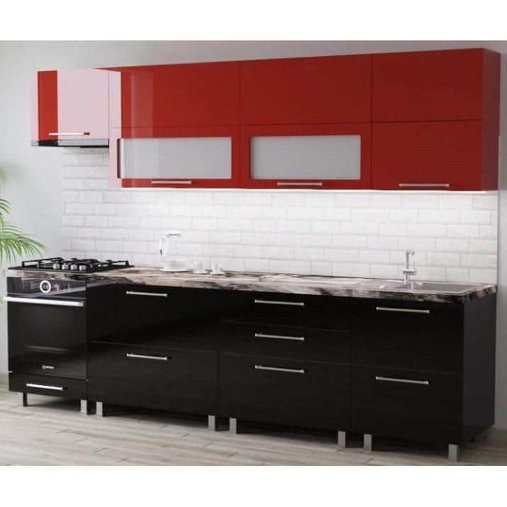 Bucătărie Bafimob Blum (High Gloss) 2.8m Red/Black