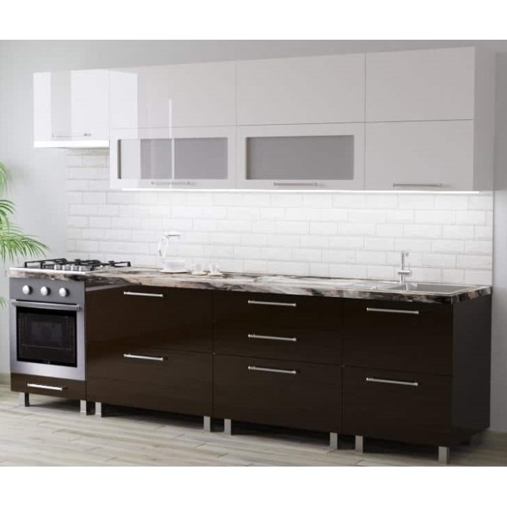 Bucătărie Bafimob Blum (High Gloss) 2.8m White/Brown
