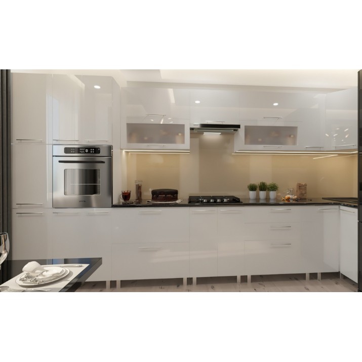 Bucătărie Bafimob Corner (High Gloss) 4.1x0.9m Eco +tandembox White