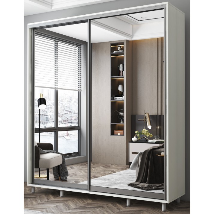 Dulap cu uşi glisante Mobildor-Lux Aron-P Mirror 200x220 White (aronp3064)