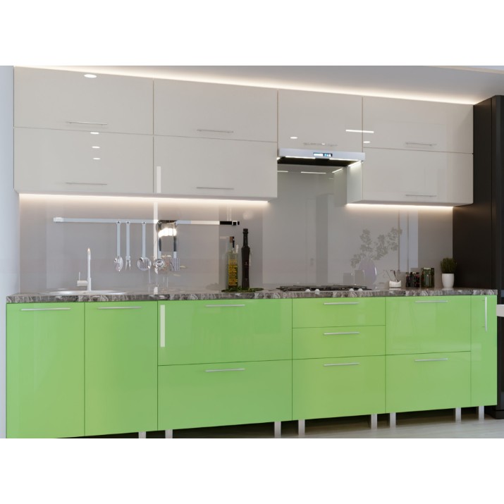 Bucătărie Bafimob Quadro (High Gloss) 3.0m +ball closer Beige/Green