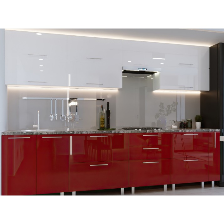 Bucătărie Bafimob Quadro (High Gloss) 3.0m +tandembox White/Red