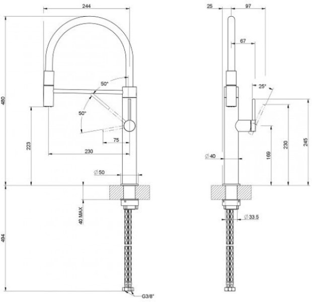 Baterie bucătărie Gessi 316 Kitchen Meccanica 60012-239