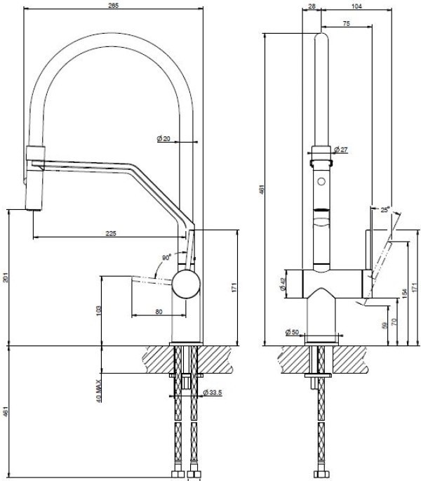 Baterie bucătărie Gessi Inedito 60429-125